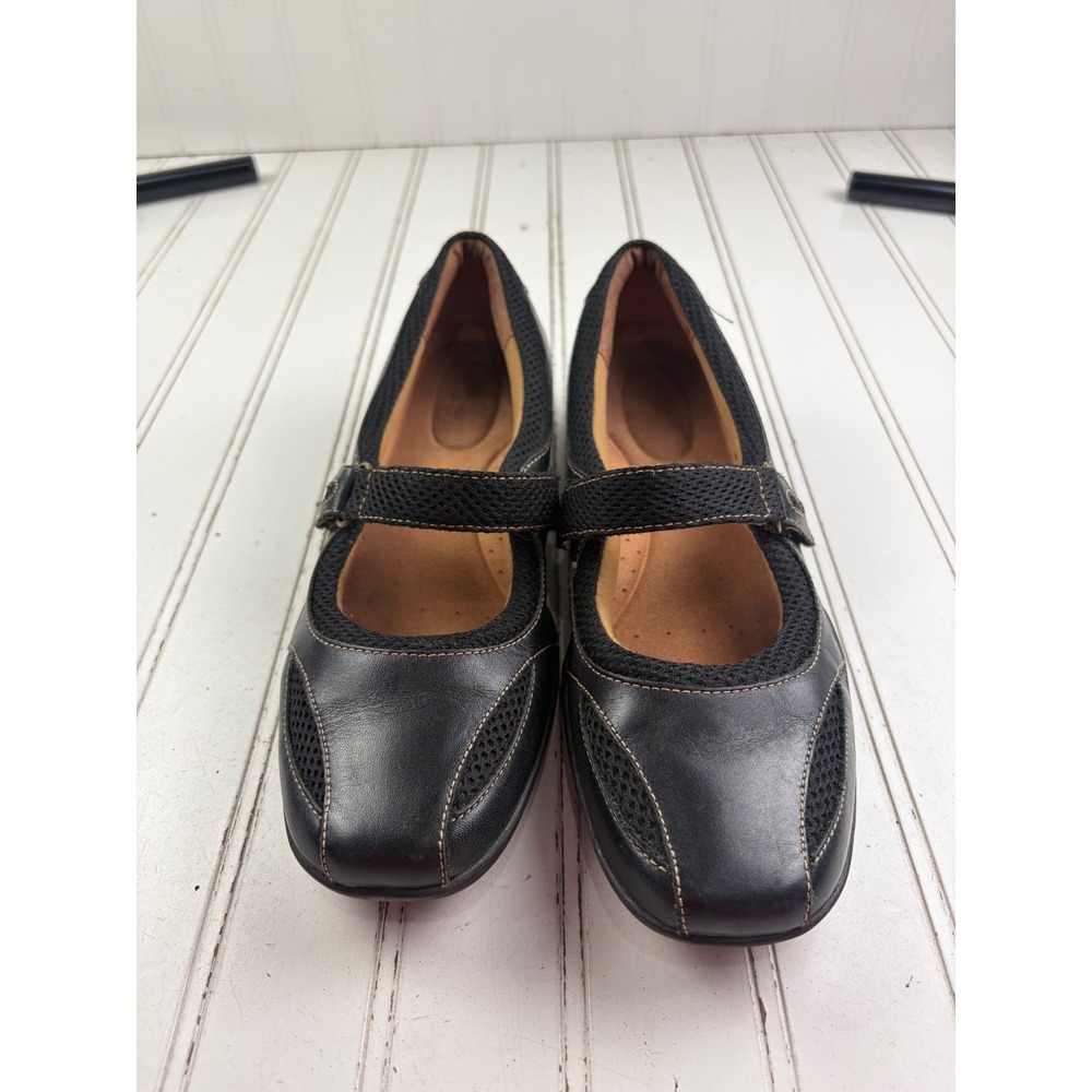 Naturalizer Black Leather Mesh Mary Jane Comfort Flats Women's Size 8M - Picture 2 of 10